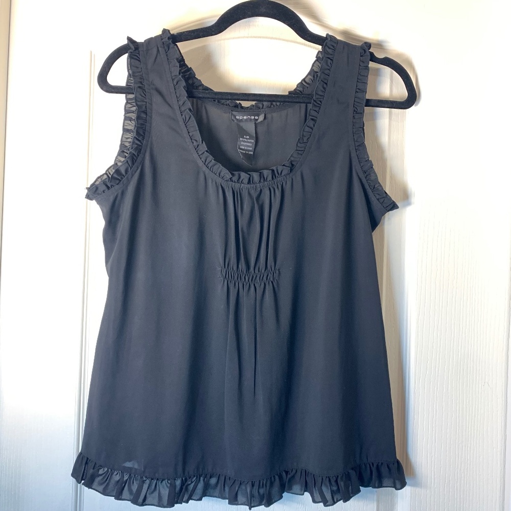 Spense Feminine Black Ruffle Camisole – Goth / Whimsigoth Darkromantic Aesthetic